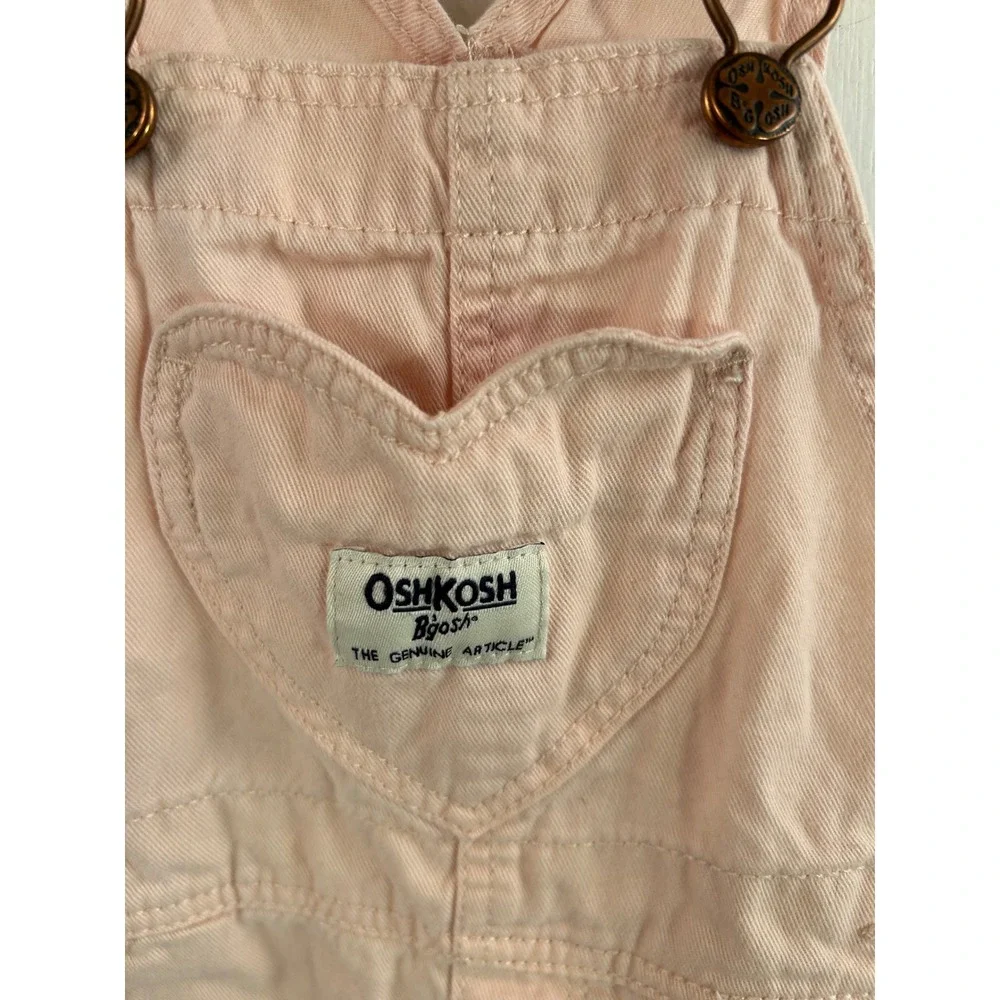 OshKosh B'gosh Overalls 12M Pink Heart Pocket Cotton Twill Kids